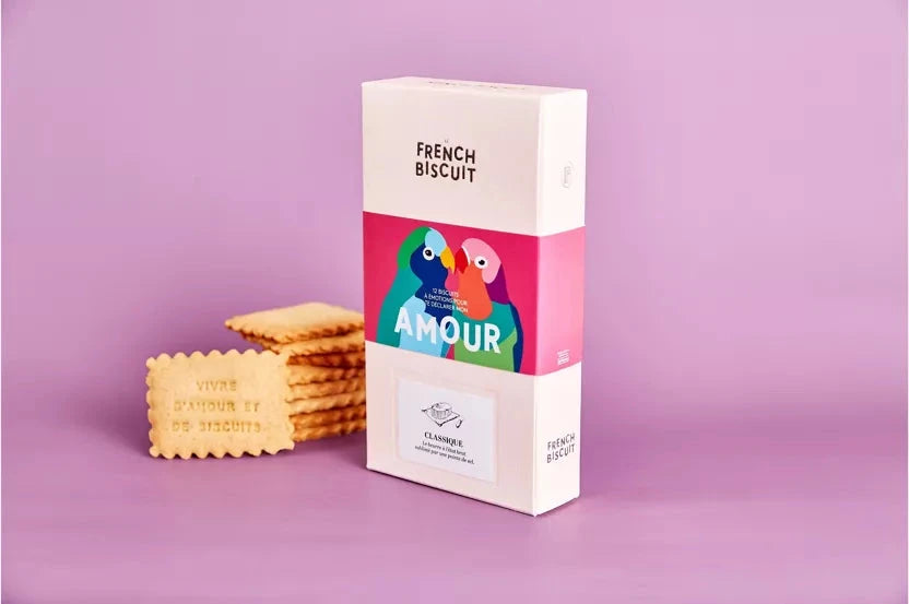 Boîtes 12 biscuits humoristiques French Biscuit Boutique French Biscuit Amour 