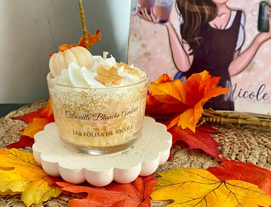 Bougie Gourmande, Citrouille Blanche Ambrée Boutique Les folies de Nicole 