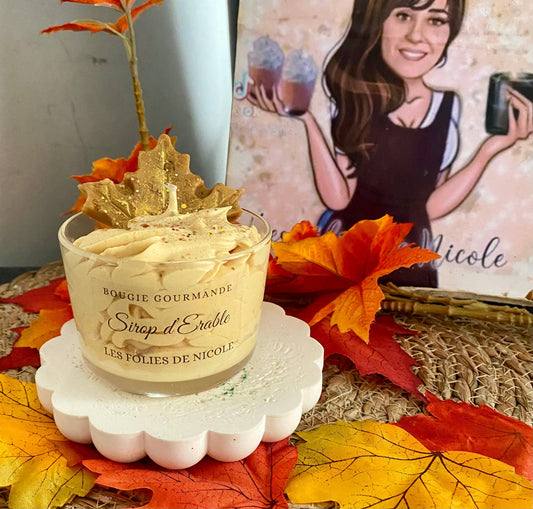 Bougie gourmande sirop d’érable Boutique Les folies de Nicole 