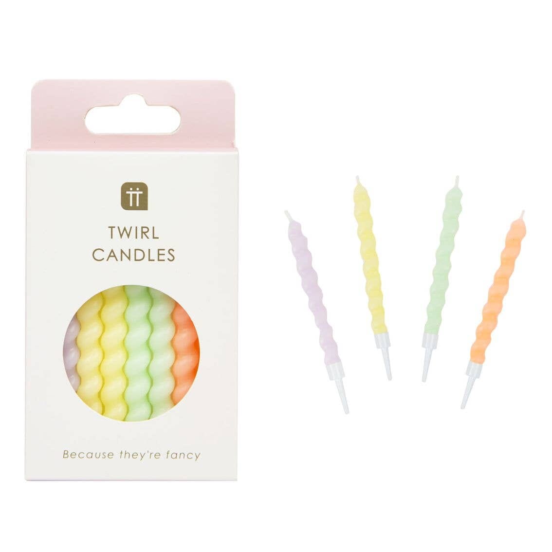 Bougies d'anniversaire torsadées pastel - Pack de 8 Boutique Talking Tables 