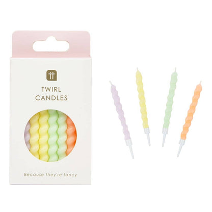 Bougies d'anniversaire torsadées pastel - Pack de 8 Boutique Talking Tables 