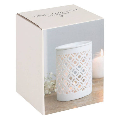 Brûle-parfum et chauffe-cire blanc mat à motif ajouré Boutique Something Different Wholesale 