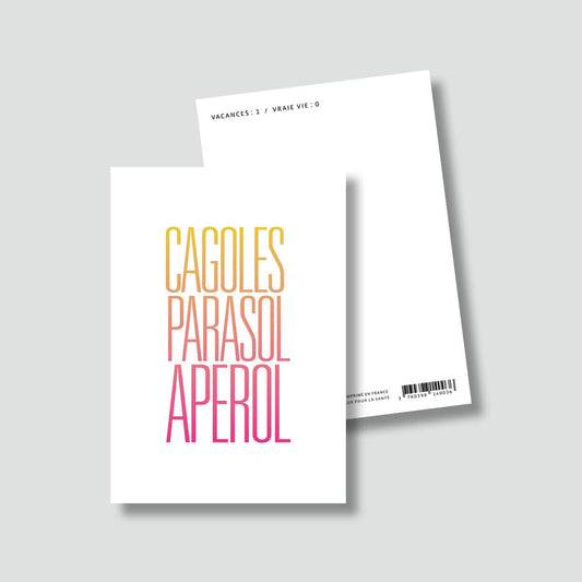 Carte de vacances – "Cagoles, parasol, aperoll" Boutique Bulma Shop 