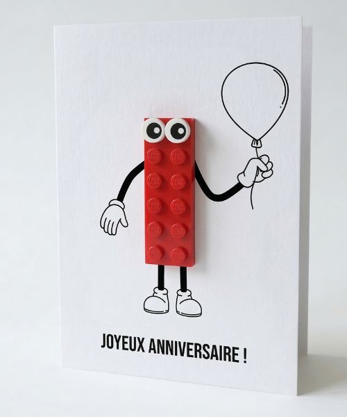 Carte postale Ballon d'anniversaire – Brique de construction Boutique BRICKS 