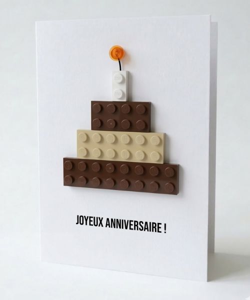 Carte postale gâteau d'anniversaire – brique de construction Boutique BRICKS 
