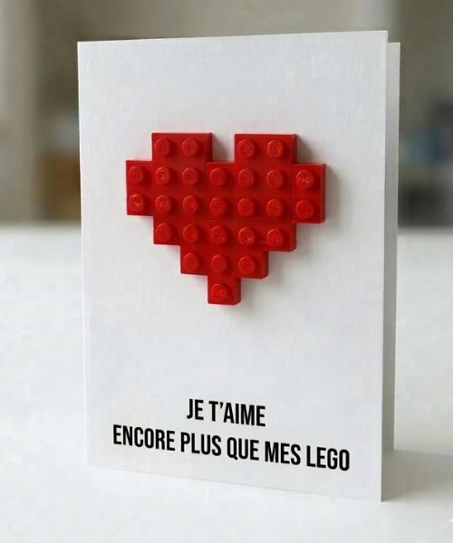 Carte postale Je t'aime plus que LEGO Boutique BRICKS 