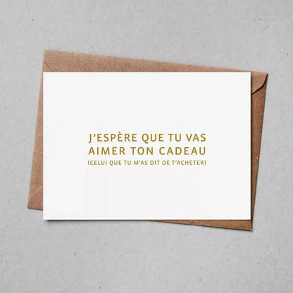 Carte postale – "Tu aimes mon cadeau ?" Boutique Bulma Shop 