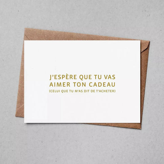 Carte postale – "Tu aimes mon cadeau ?" Boutique Bulma Shop 