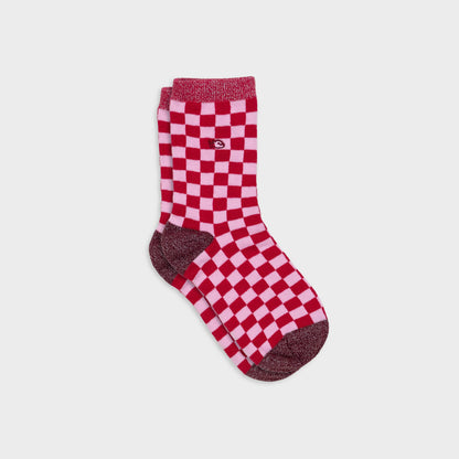 Chaussettes en coton peigné à carreaux - Rouge et rose Boutique Billybelt 