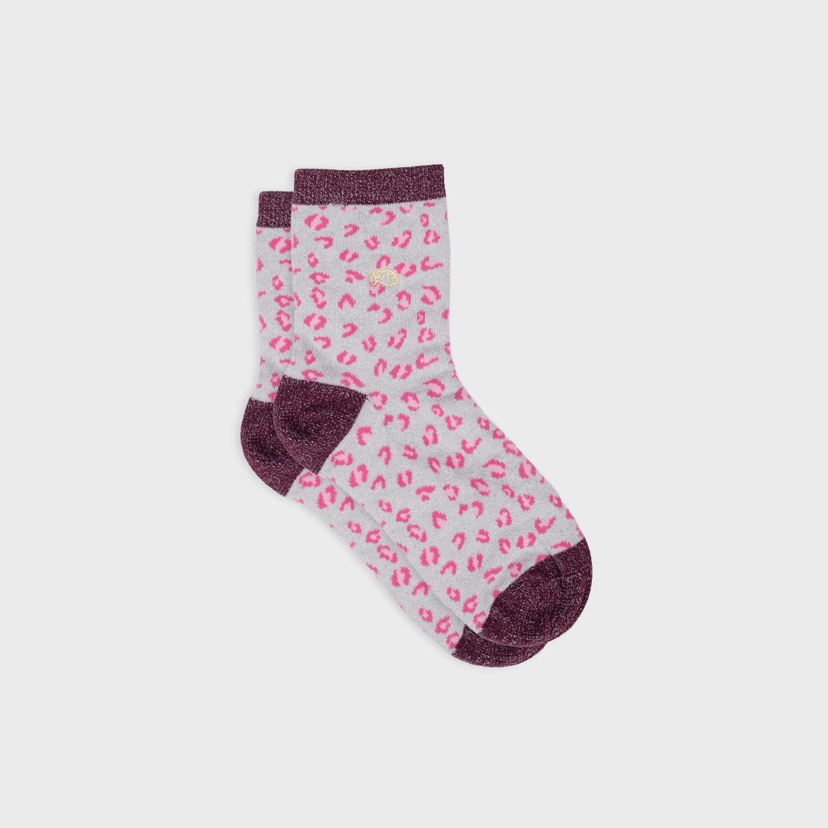Chaussettes pailletées en coton peigné léopard - Blanc Boutique Billybelt 