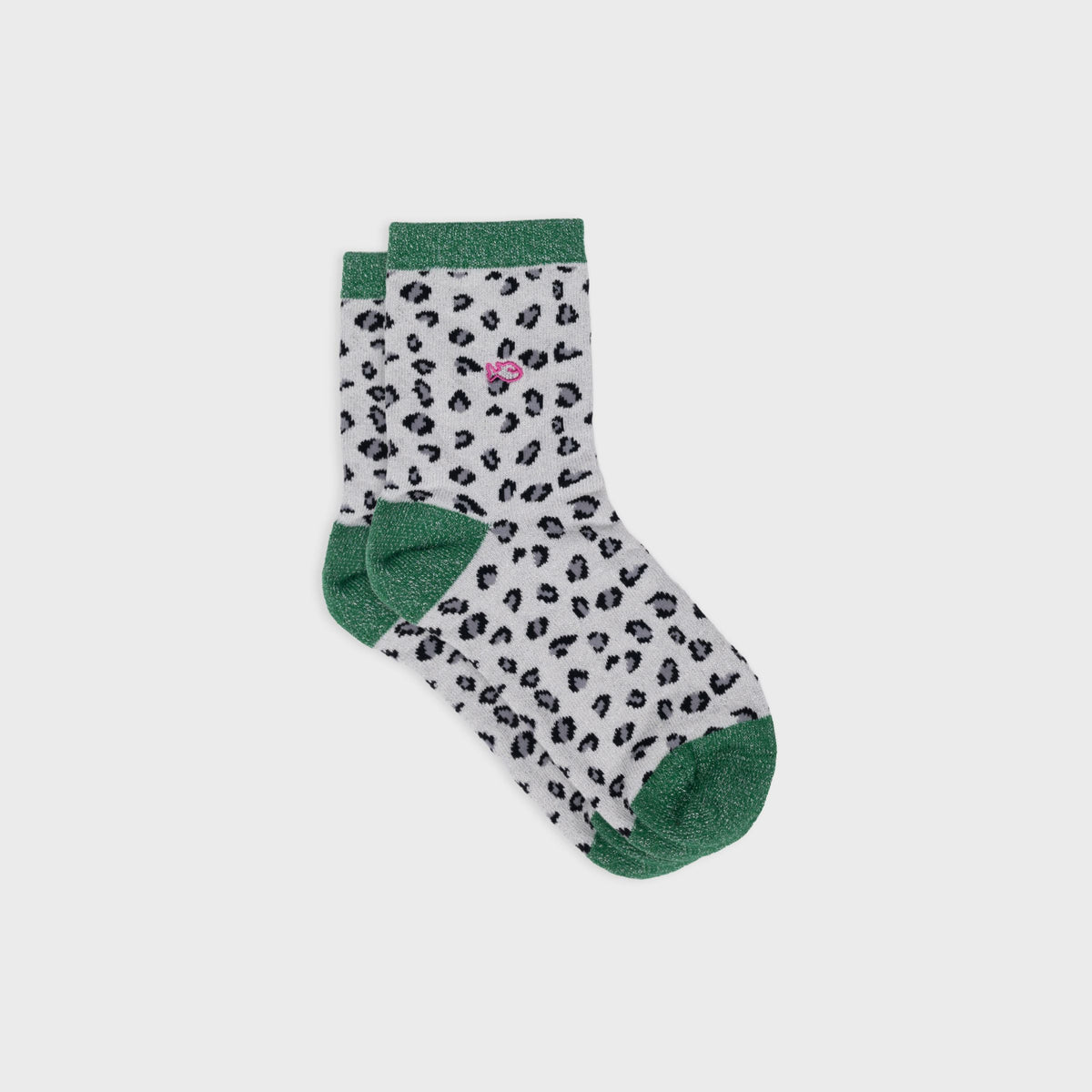 Chaussettes pailletées en coton peigné léopard - Blanc vert Boutique Billybelt 