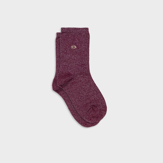Chaussettes pailletées en coton peigné unies - Aubergine Boutique Billybelt 