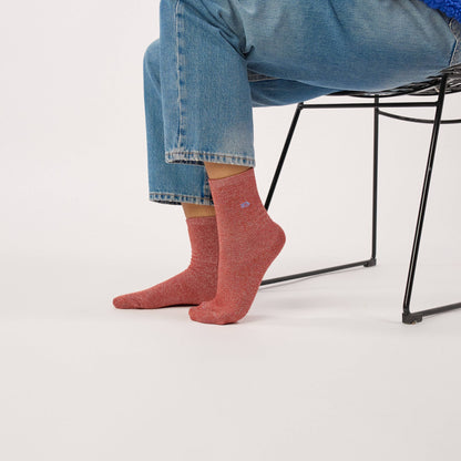 Chaussettes pailletées en coton peigné unies - Brique Boutique Billybelt 