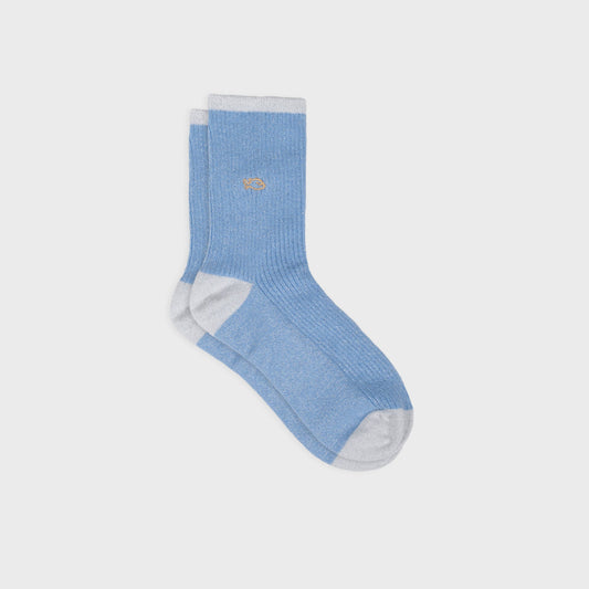Chaussettes pailletées en coton peigné vintage - Bleu Boutique Billybelt 