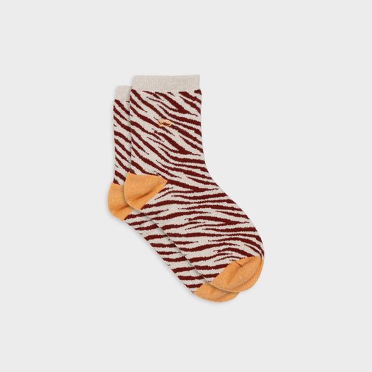Chaussettes pailletées en coton peigné zèbre - Marron Boutique Billybelt 