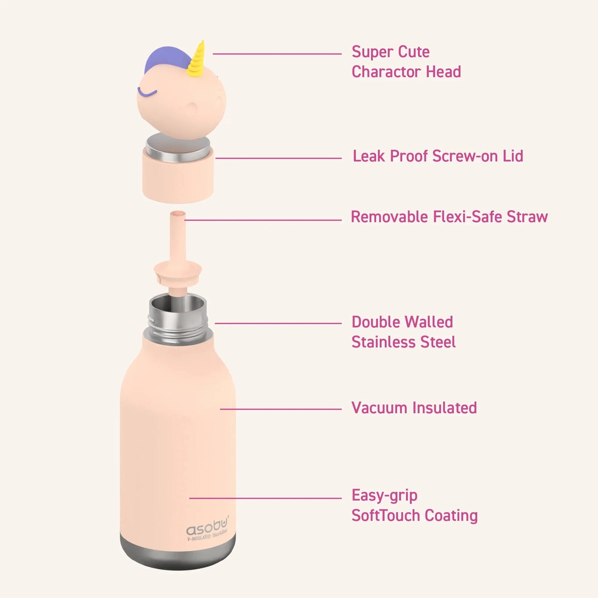 Gourde isotherme Licorne "Bestie bottle" Boutique Asobu 