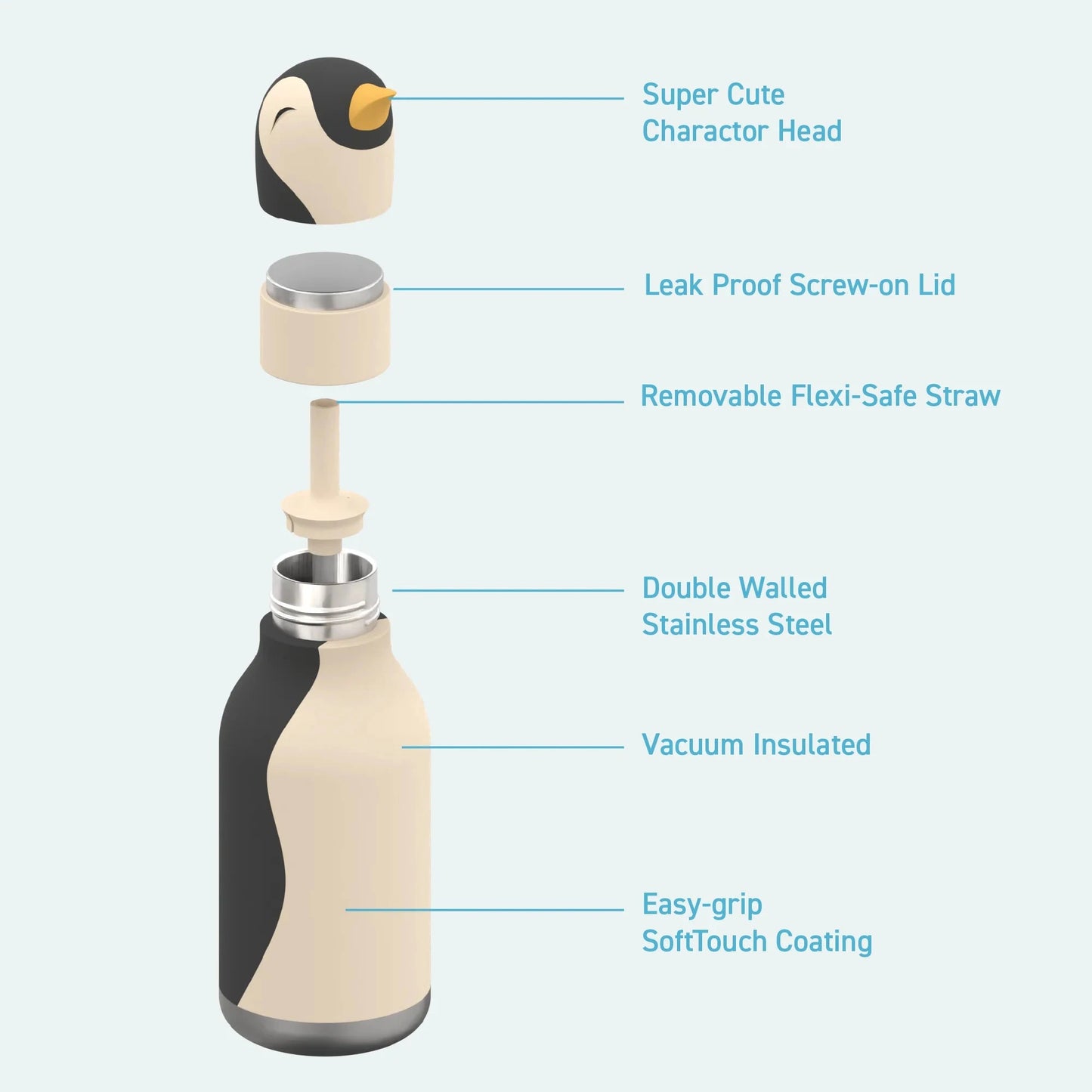 Gourde isotherme Pingouin "Bestie bottle" Boutique Asobu 