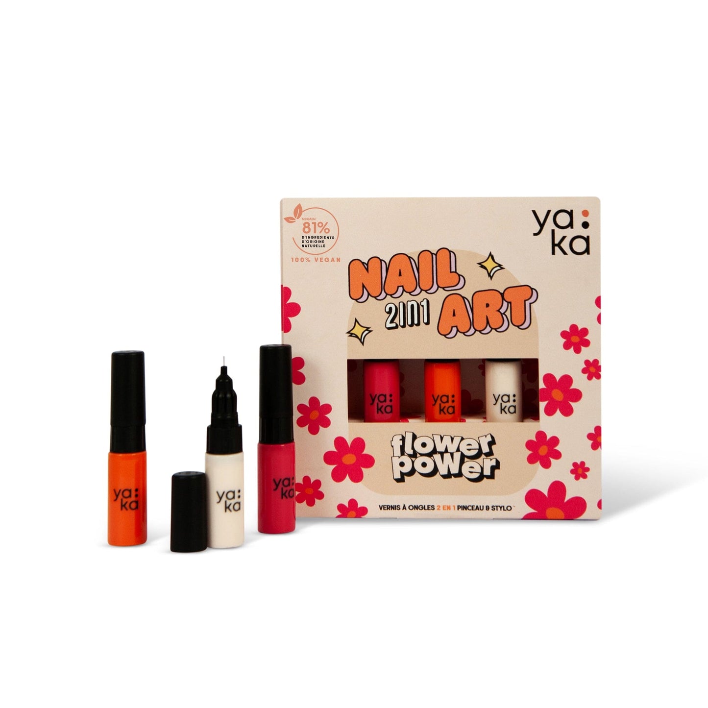 Kit nail Art 2 EN 1 - Vernis à ongles Yaka Boutique Yaka Flower Power 