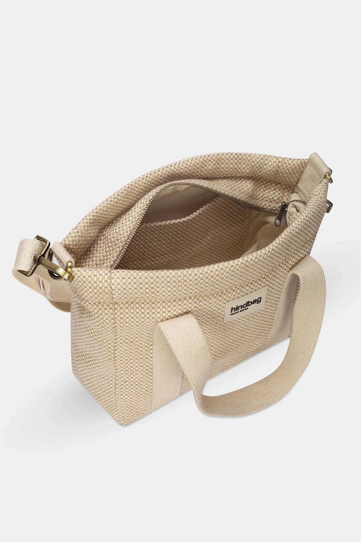 Mini cabas Louise Hindbag Boutique Hindbag Tissage nude 
