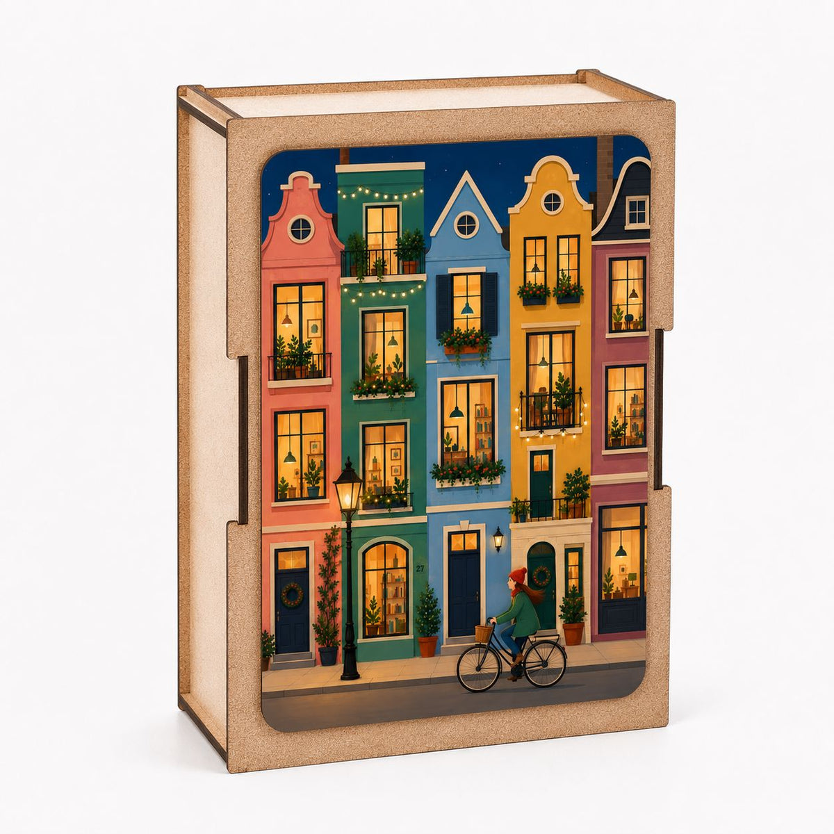Mini puzzle : immeuble coloré au crépuscule Boutique Bywood 