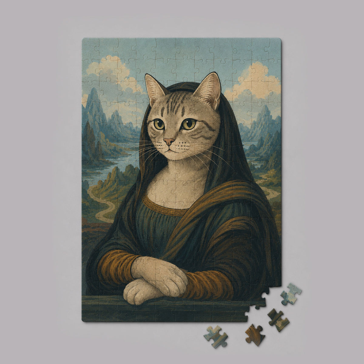 Mini puzzle portrait de chat Mona Lisa Boutique Bywood 