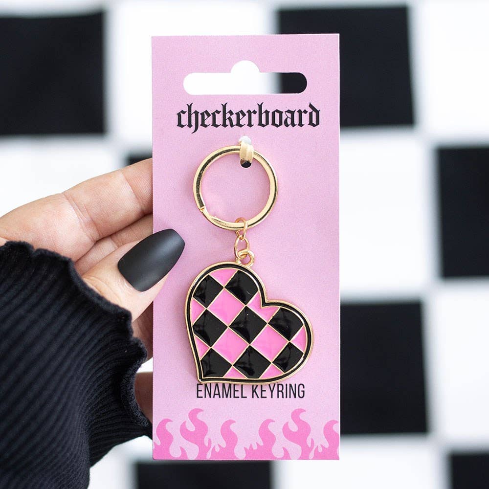 Porte-clés cœur à motif damier Boutique Something Different 