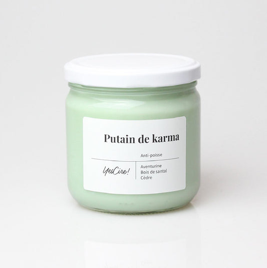 "P*tain de Karma" Bougie Lithothérapie Yes Cire ! Boutique Yes Cire 