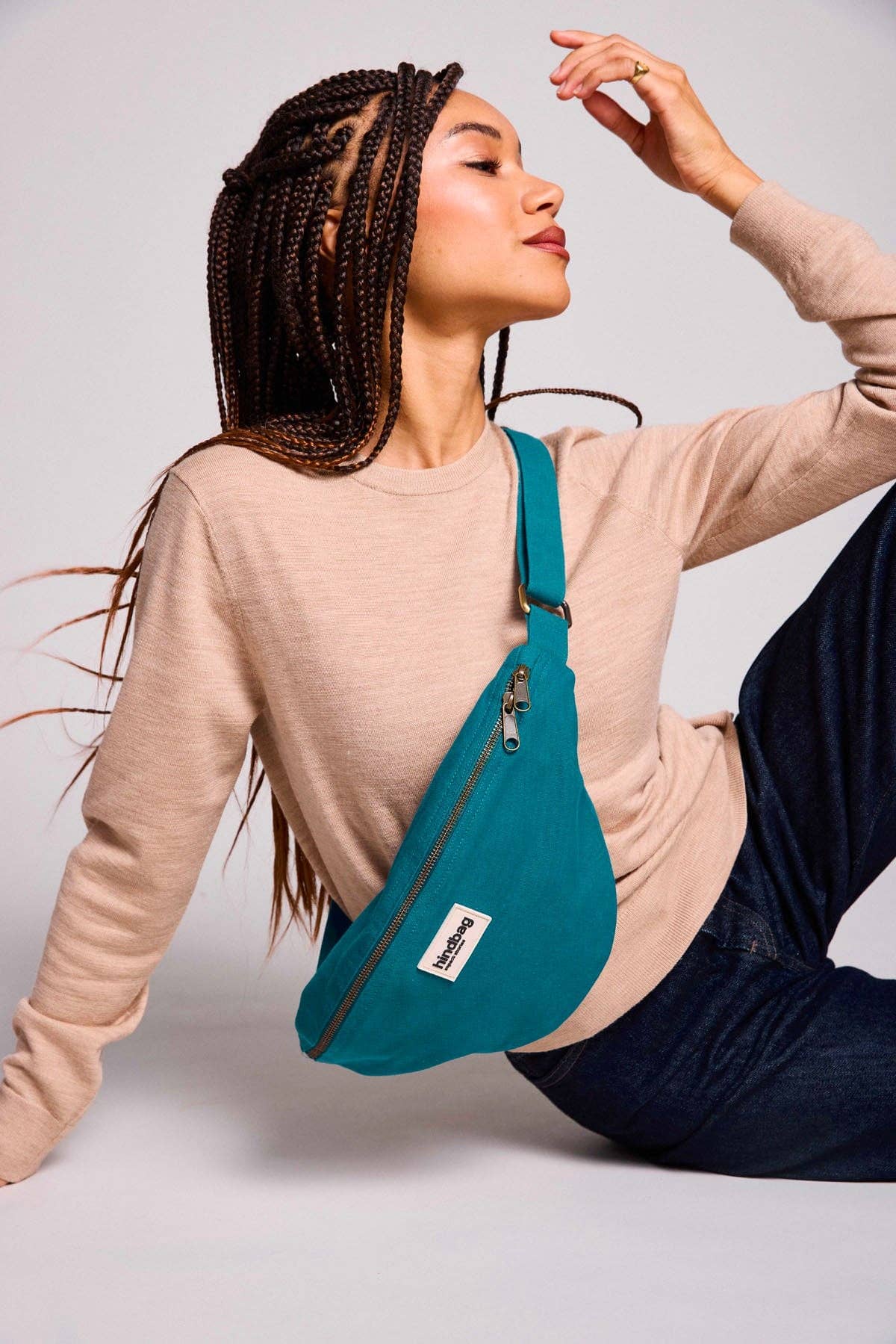 Sac banane Sasha Bleu paon Boutique Hindbag 