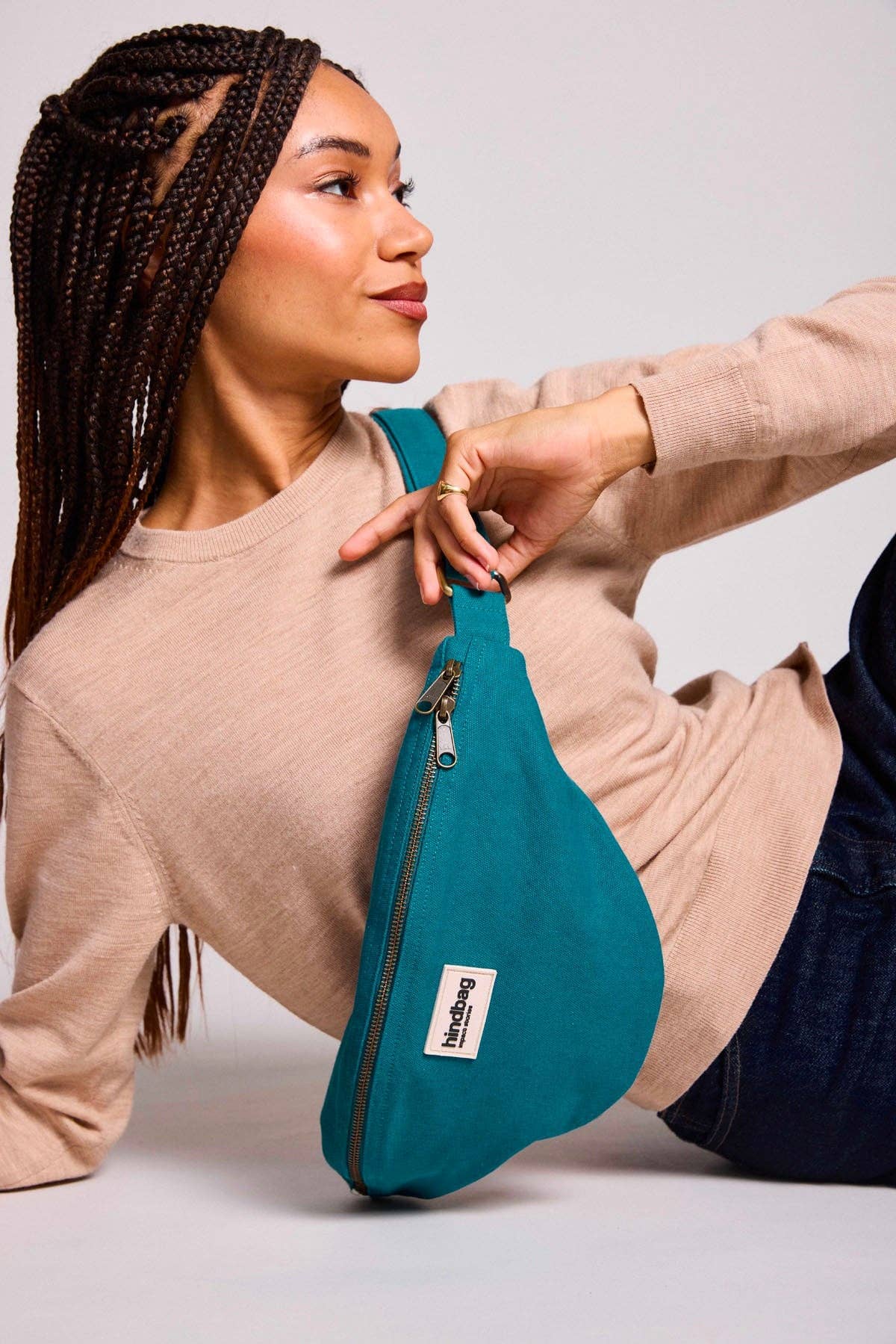 Sac banane Sasha Bleu paon Boutique Hindbag 