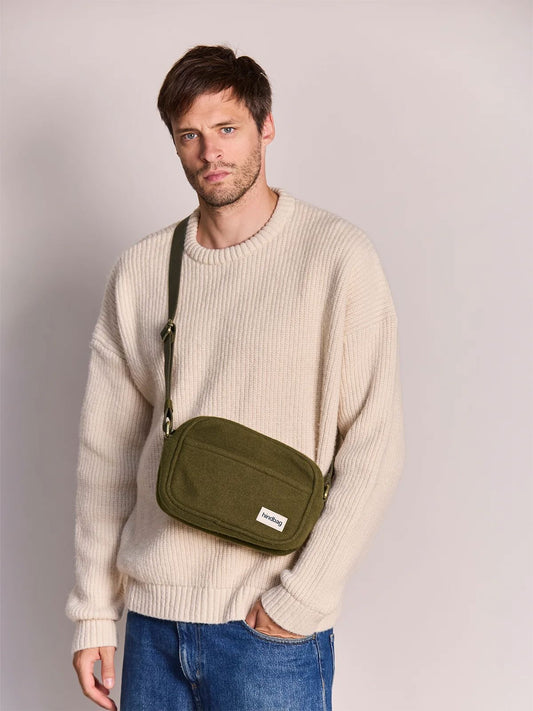 Sac bandoulière Nino effet lainé khaki Boutique Hindbag 