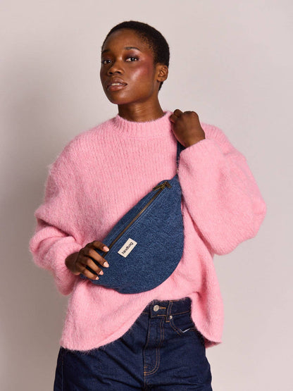 Sac bandoulière sasha denim bleu foncé Boutique Hindbag 