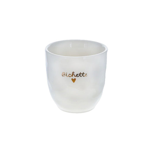 Tasse à café en céramique "Bichette" avec inscription dorée – Atelier Jasmin Boutique Le Petit Souk 
