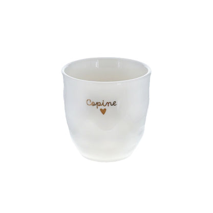 Tasse à café en céramique "Copine" avec inscription dorée – Atelier Jasmin Boutique Le Petit Souk 