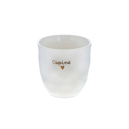 Tasse à café en céramique "Copine" avec inscription dorée – Atelier Jasmin Boutique Le Petit Souk 