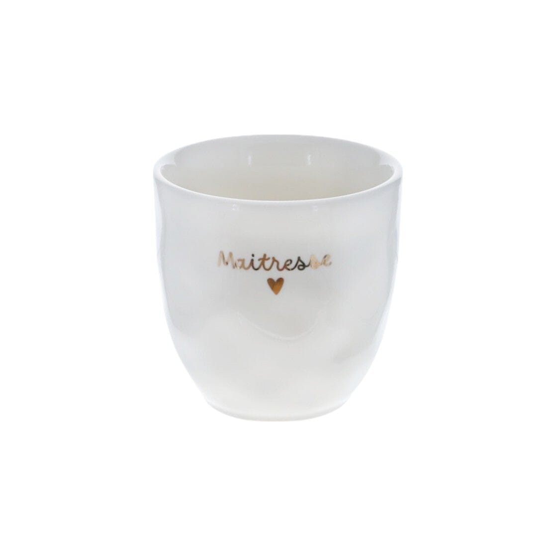 Tasse à café en céramique "Maîtresse" avec inscription dorée – Atelier Jasmin Boutique Le Petit Souk 