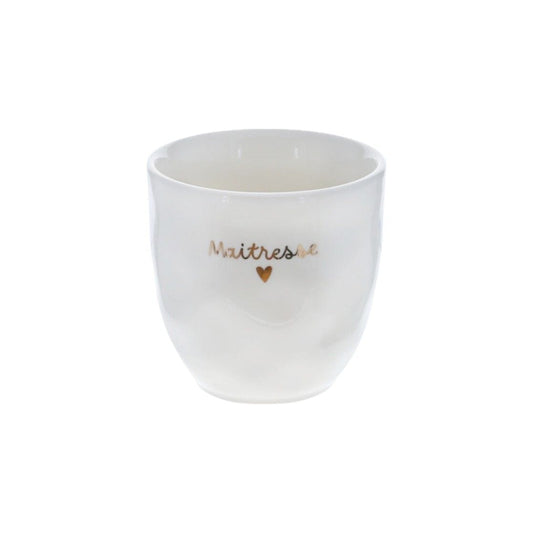 Tasse à café en céramique "Maîtresse" avec inscription dorée – Atelier Jasmin Boutique Le Petit Souk 
