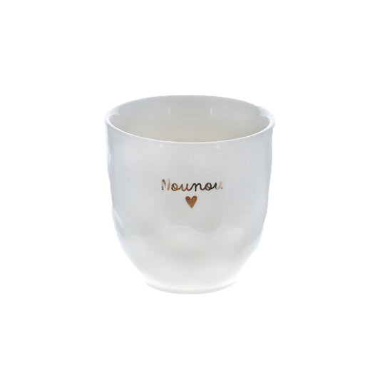 Tasse à café en céramique "Nounou" avec inscription dorée – Atelier Jasmin Boutique Le Petit Souk 